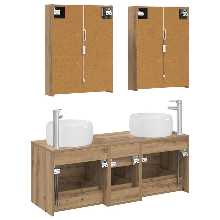 Set de mobilier pentru baie 5 pcs Stejar Artizanal WALTI