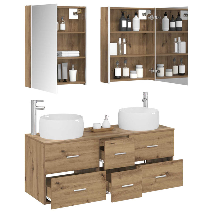 Set de mobilier pentru baie 5 pcs Stejar Artizanal WALTI