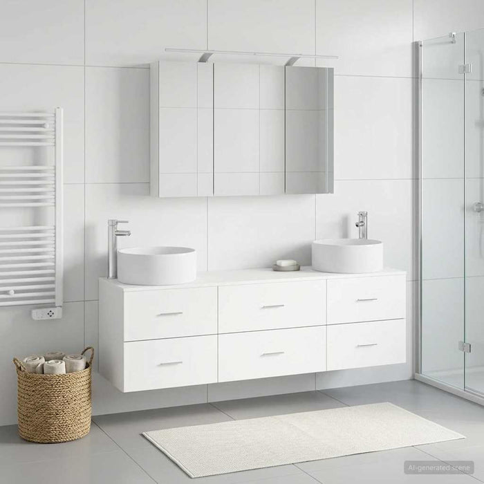 Set de mobilier pentru baie 4 buc. Alb Lemn prelucrat și sticlă WALTI