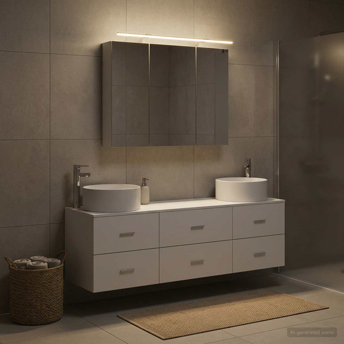 Set de mobilier pentru baie 4 buc. Alb Lemn prelucrat și sticlă WALTI