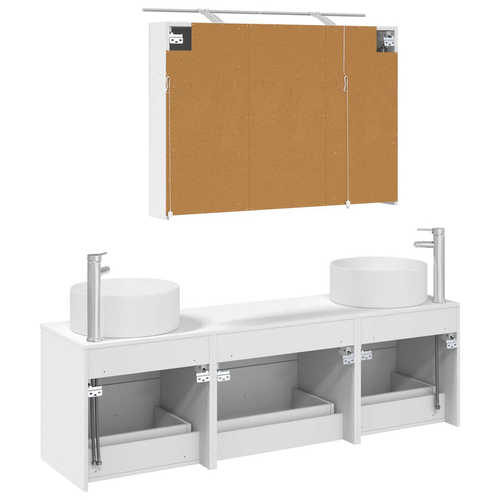 Set de mobilier pentru baie 4 pcs Alb Lemn prelucrat și sticlă WALTI