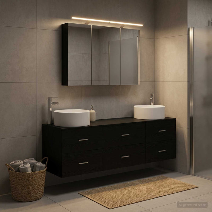 Set de mobilier pentru baie 4 buc. Stejar Negru - WALTI WALTI