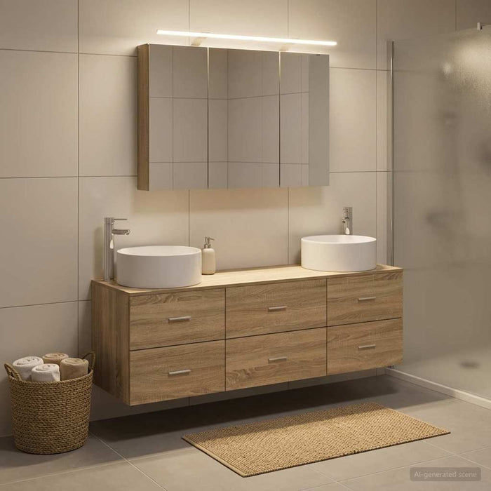 Set de mobilier pentru baie 4 pcs Stejar Sonoma WALTI