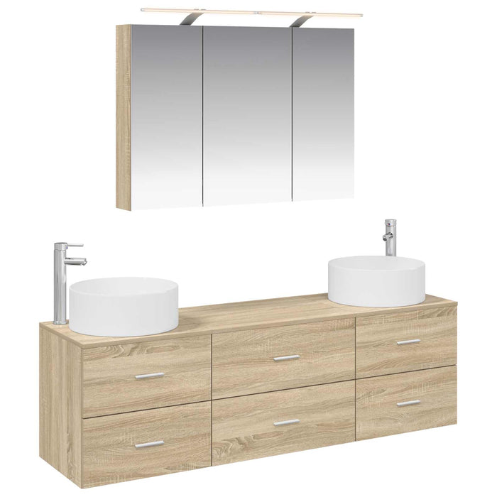 Set de mobilier pentru baie 4 pcs Stejar Sonoma WALTI