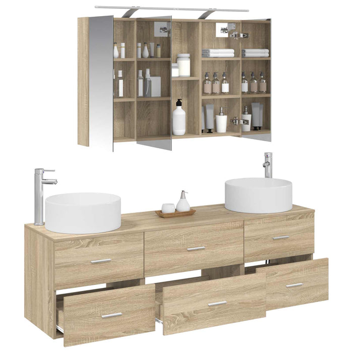 Set de mobilier pentru baie 4 pcs Stejar Sonoma WALTI