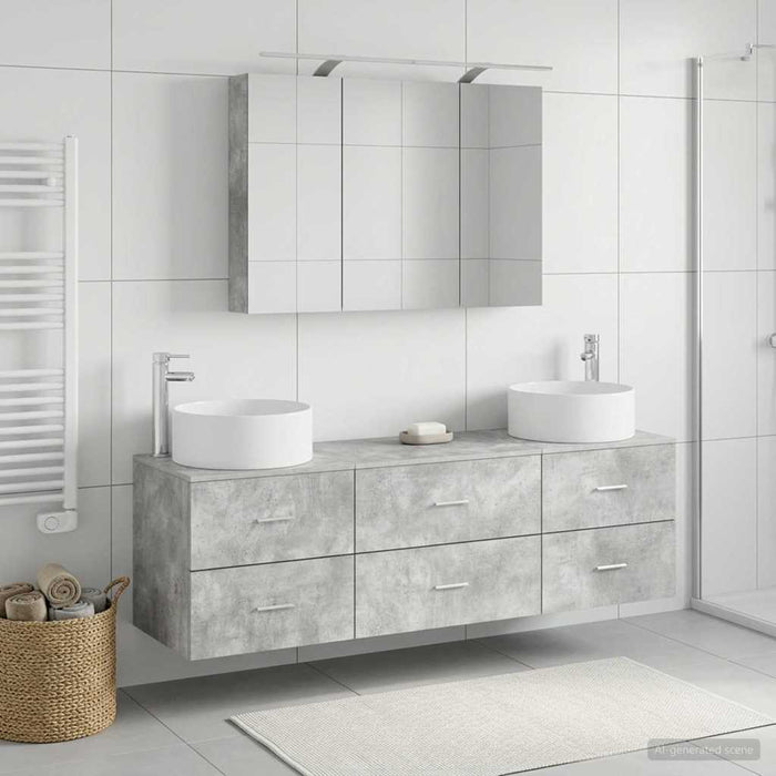 Set de mobilier pentru baie 4 buc. Gri Beton - WALTI WALTI