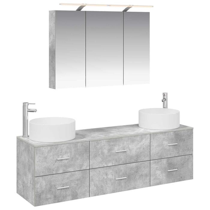 Set de mobilier pentru baie 4 pcs Gri Beton WALTI
