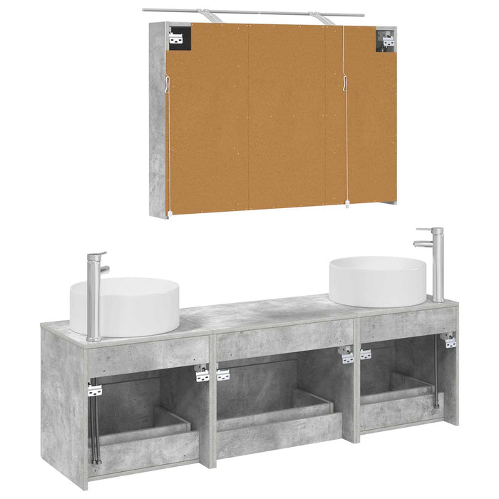 Set de mobilier pentru baie 4 pcs Gri Beton WALTI