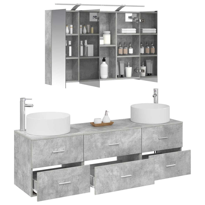 Set de mobilier pentru baie 4 pcs Gri Beton WALTI