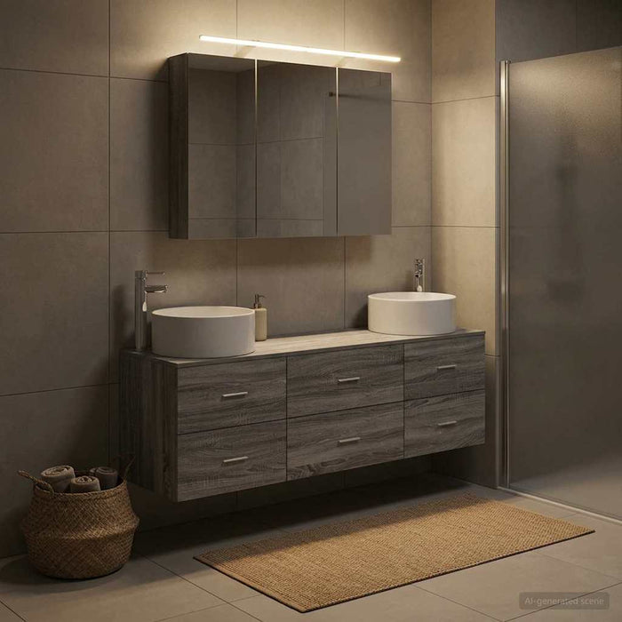 Set de mobilier pentru baie 4 buc. Sonoma gri - WALTI WALTI