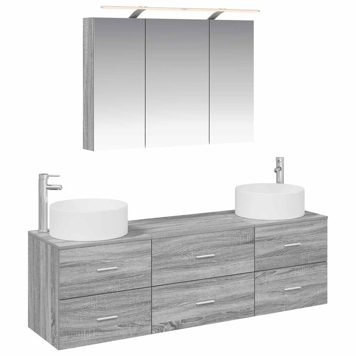Set de mobilier pentru baie 4 pcs Sonoma gri WALTI