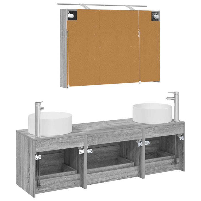Set de mobilier pentru baie 4 pcs Sonoma gri WALTI