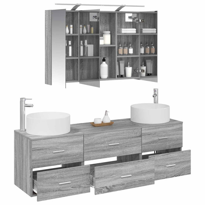 Set de mobilier pentru baie 4 pcs Sonoma gri WALTI