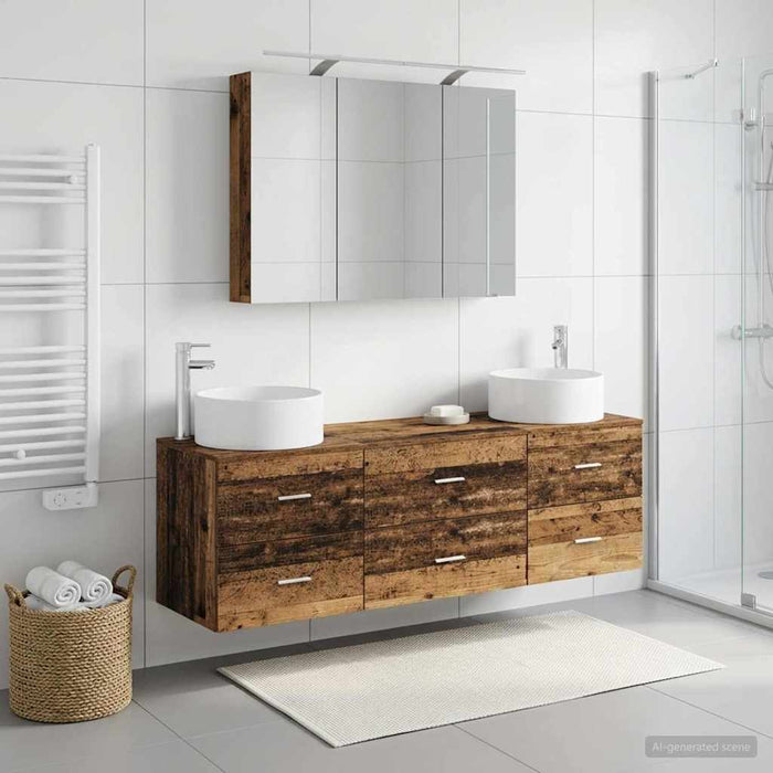Set de mobilier pentru baie 4 buc. Lemn vechi WALTI