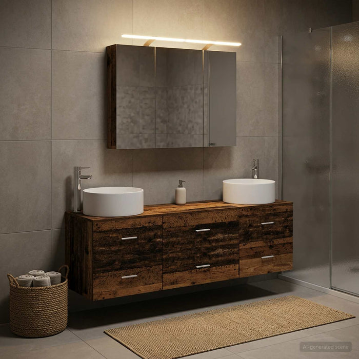 Set de mobilier pentru baie 4 buc. Lemn vechi WALTI