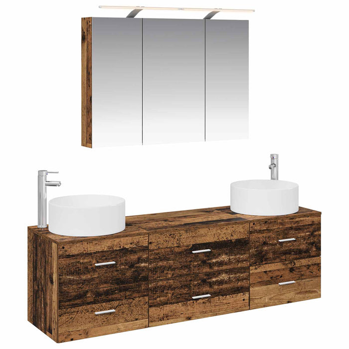 Set de mobilier pentru baie 4 buc. Lemn vechi WALTI