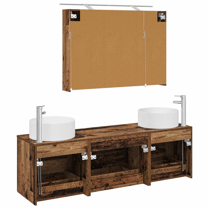Set de mobilier pentru baie 4 buc. Lemn vechi WALTI