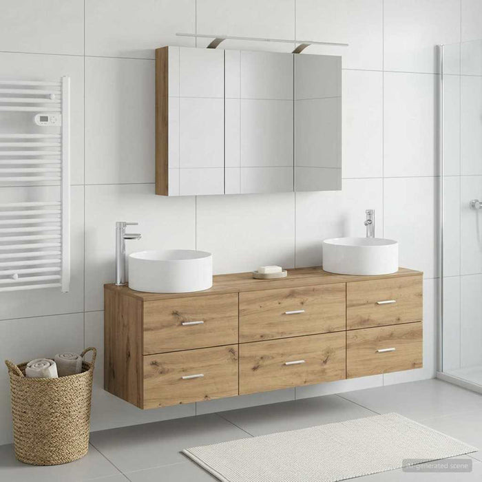 Set de mobilier pentru baie 4 buc. Stejar Artizanal WALTI