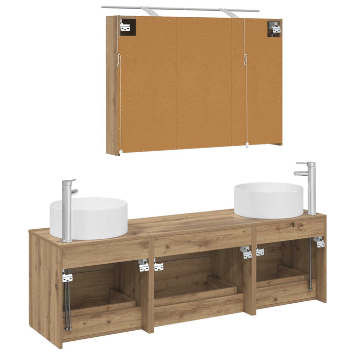 Set de mobilier pentru baie 4 pcs Stejar Artizanal WALTI