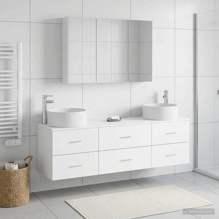 Set de mobilier pentru baie 4 buc. Alb Lemn prelucrat și sticlă WALTI