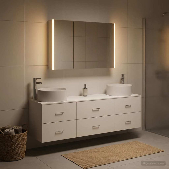 Set de mobilier pentru baie 4 buc. Alb Lemn prelucrat și sticlă WALTI