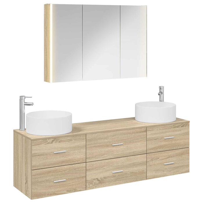 Set de mobilier pentru baie 4 pcs Stejar Sonoma WALTI