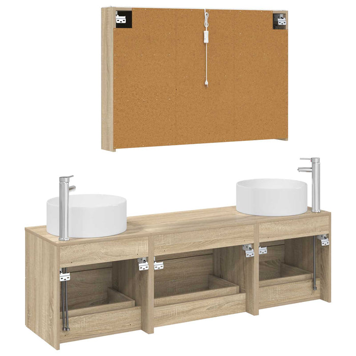 Set de mobilier pentru baie 4 pcs Stejar Sonoma WALTI