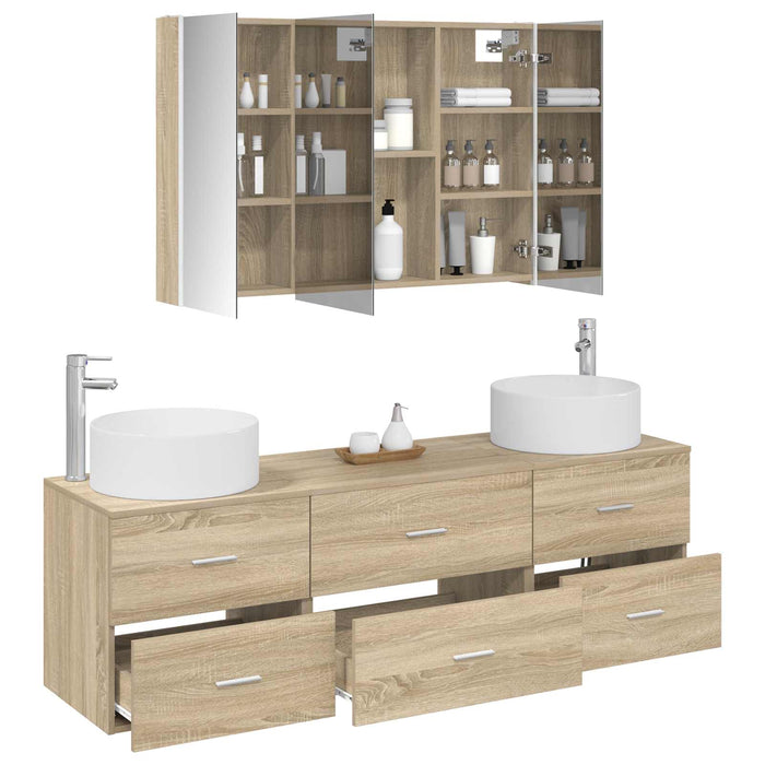 Set de mobilier pentru baie 4 pcs Stejar Sonoma WALTI