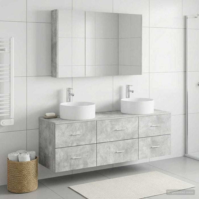 Set de mobilier pentru baie 4 buc. Gri Beton WALTI