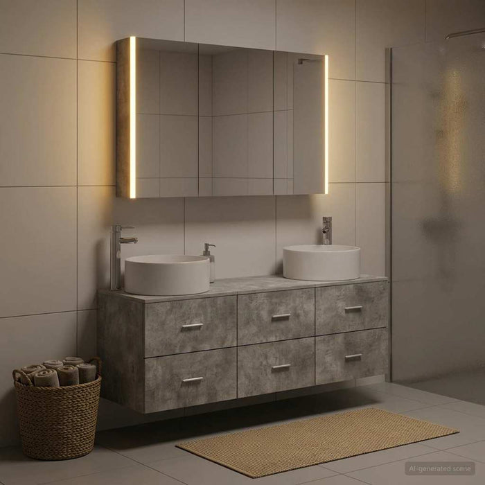 Set de mobilier pentru baie 4 buc. Gri Beton WALTI