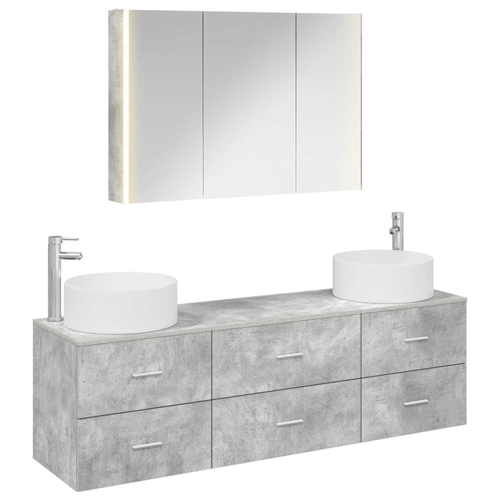 Set de mobilier pentru baie 4 pcs Gri Beton WALTI