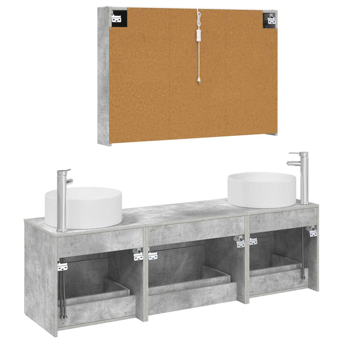 Set de mobilier pentru baie 4 pcs Gri Beton WALTI