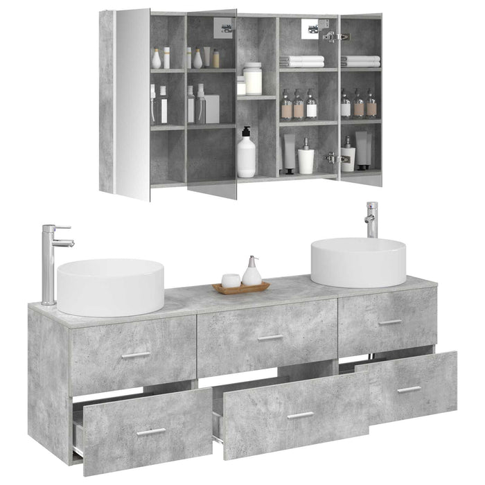 Set de mobilier pentru baie 4 pcs Gri Beton WALTI