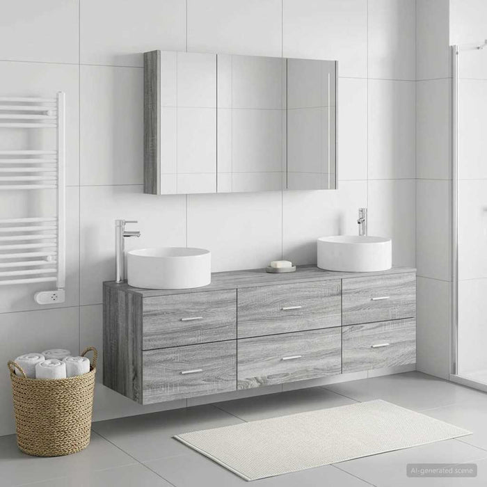 Set de mobilier pentru baie 4 buc. Sonoma gri WALTI