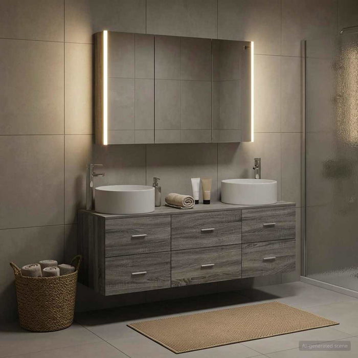 Set de mobilier pentru baie 4 buc. Sonoma gri WALTI