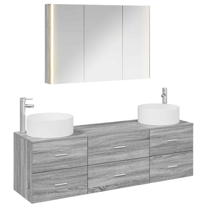 Set de mobilier pentru baie 4 pcs Sonoma gri WALTI