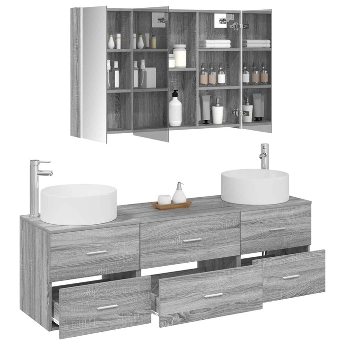 Set de mobilier pentru baie 4 pcs Sonoma gri WALTI