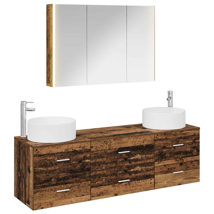 Set de mobilier pentru baie 4 pcs Lemn vechi WALTI