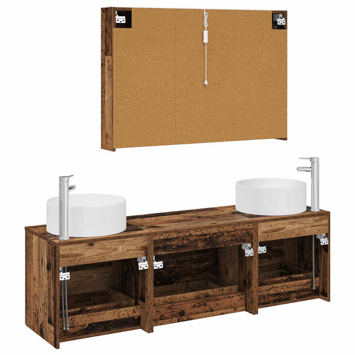 Set de mobilier pentru baie 4 pcs Lemn vechi WALTI