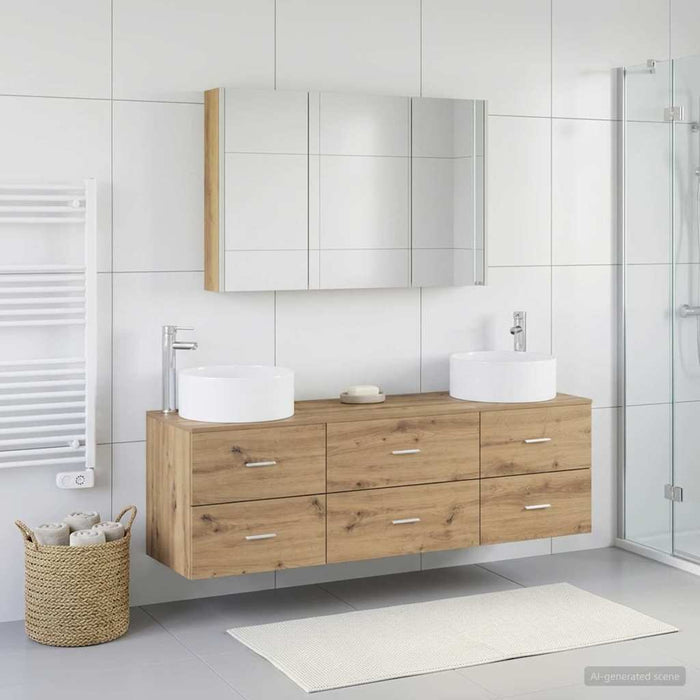 Set de mobilier pentru baie 4 buc. Stejar Artizanal WALTI