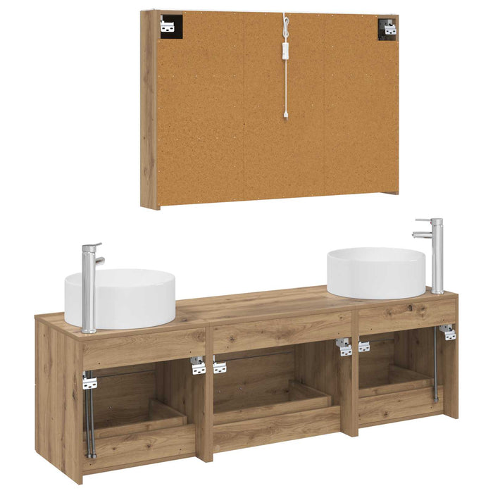 Set de mobilier pentru baie 4 pcs Stejar Artizanal WALTI
