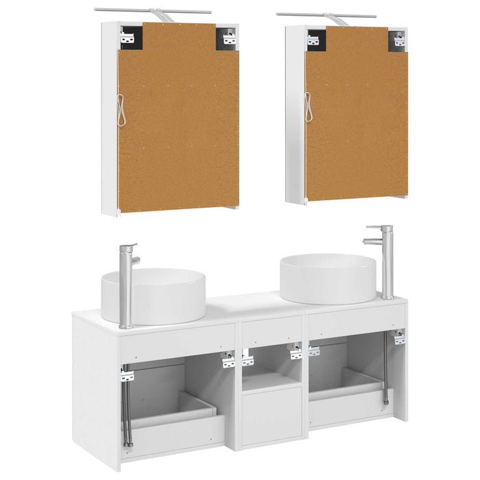 Set de mobilier pentru baie 5 pcs Alb Lemn prelucrat și sticlă WALTI