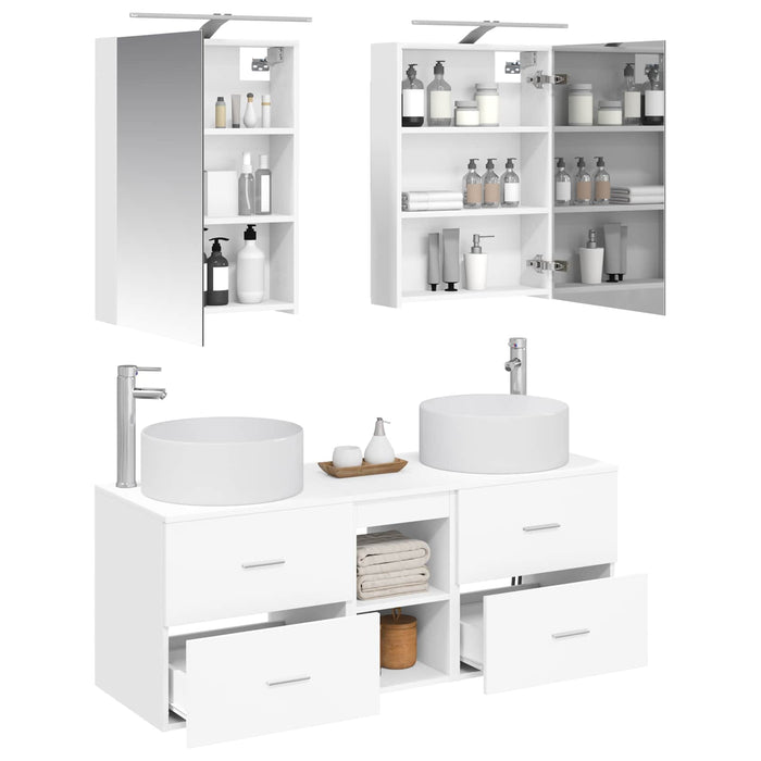 Set de mobilier pentru baie 5 pcs Alb Lemn prelucrat și sticlă WALTI