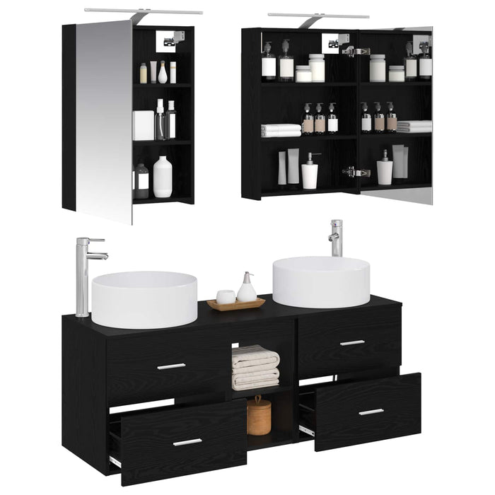 Set de mobilier pentru baie 5 pcs Stejar Negru WALTI