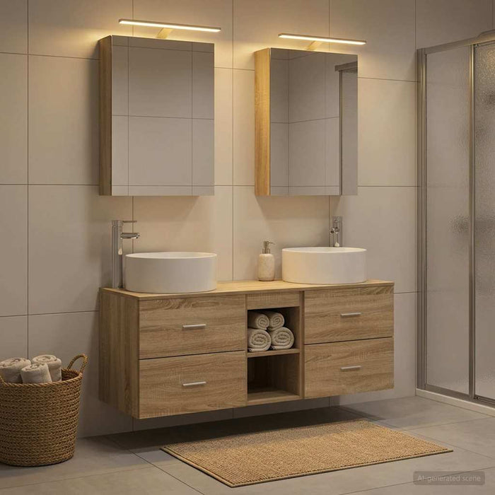 Set de mobilier pentru baie 5 pcs Stejar Sonoma WALTI