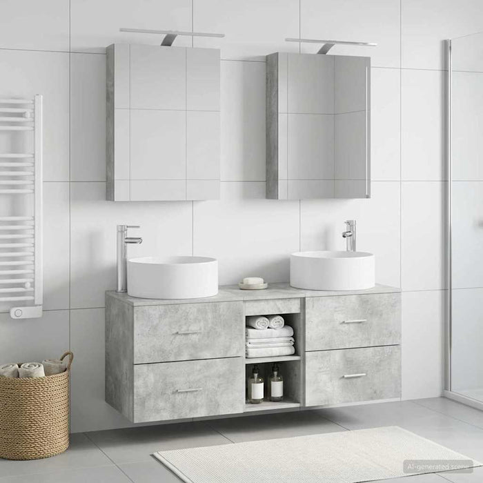 Set de mobilier pentru baie 5 pcs Gri Beton WALTI