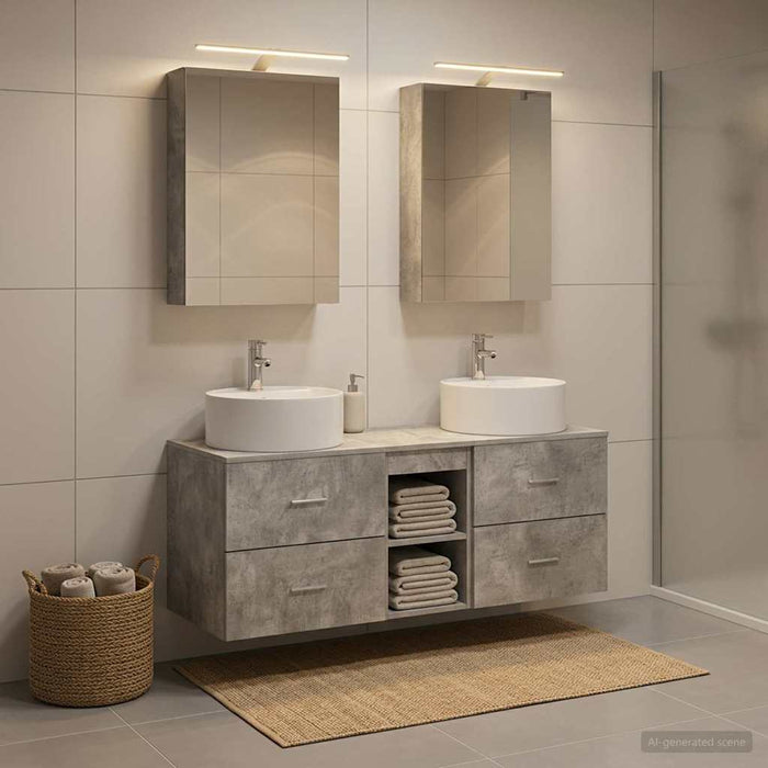 Set de mobilier pentru baie 5 pcs Gri Beton WALTI