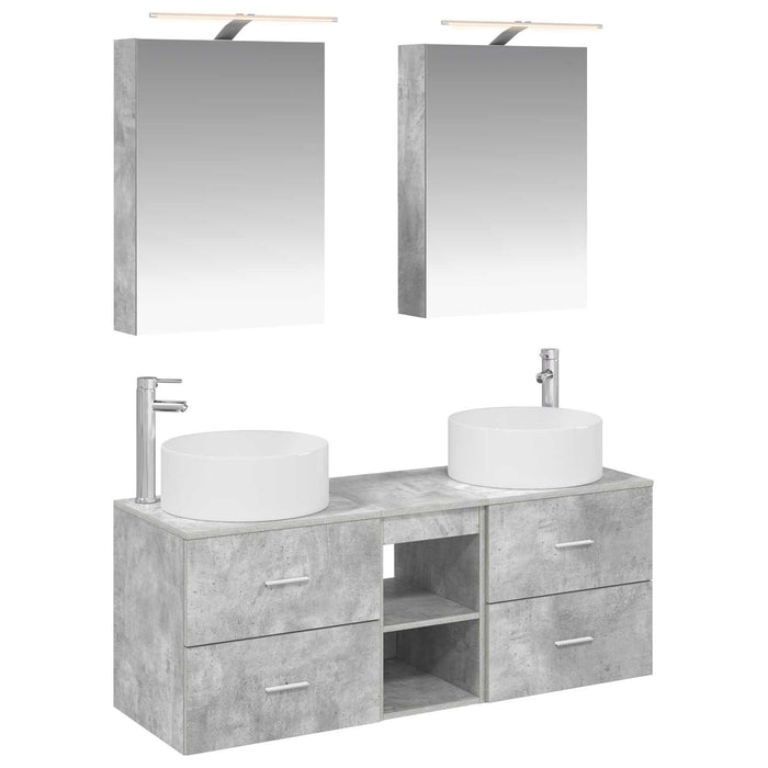 Set de mobilier pentru baie 5 pcs Gri Beton WALTI