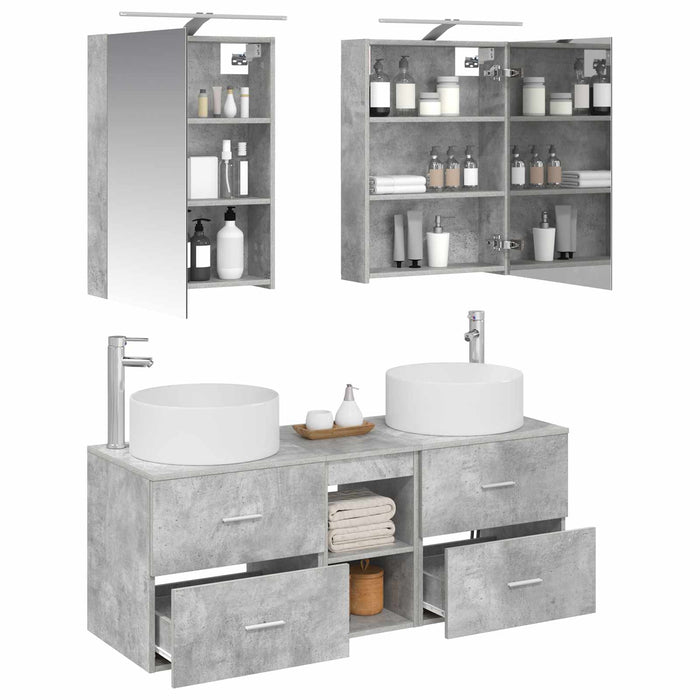 Set de mobilier pentru baie 5 pcs Gri Beton WALTI