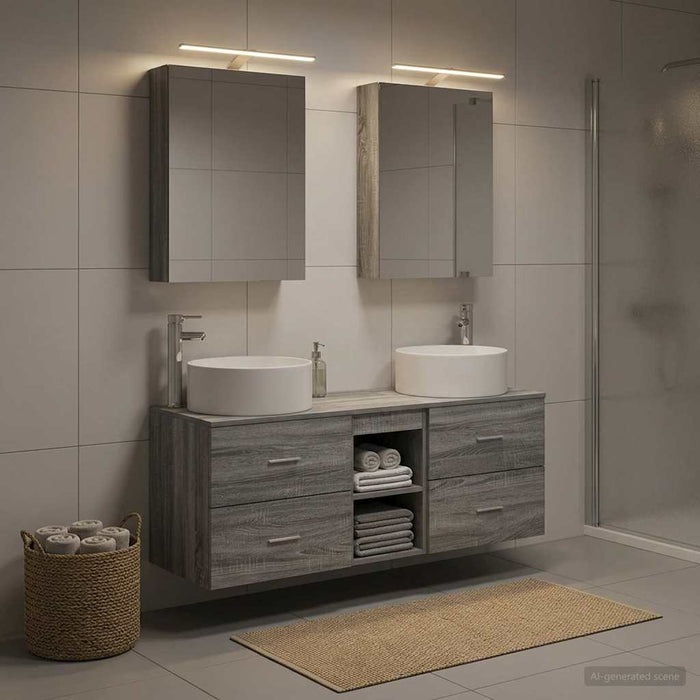 Set de mobilier pentru baie 5 pcs Sonoma gri WALTI